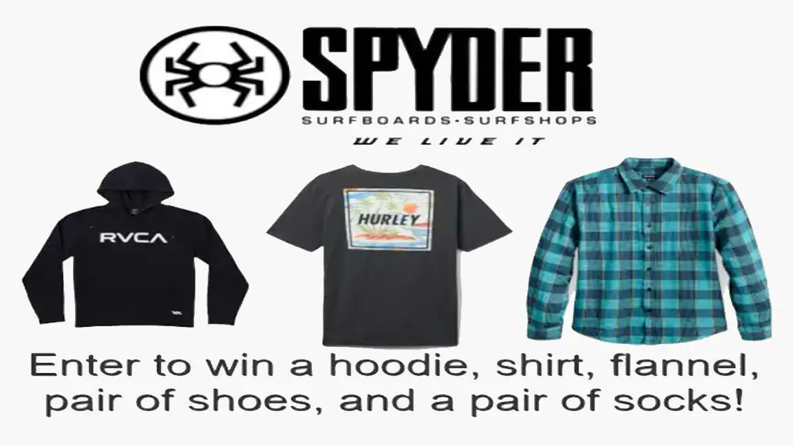 Enter for your chance to win a prize pack from didable and Spyder Surf that includes a Hoodie, shirt, flannel, pair of socks, and a pair of shoes of your choice up to $300 retail value!