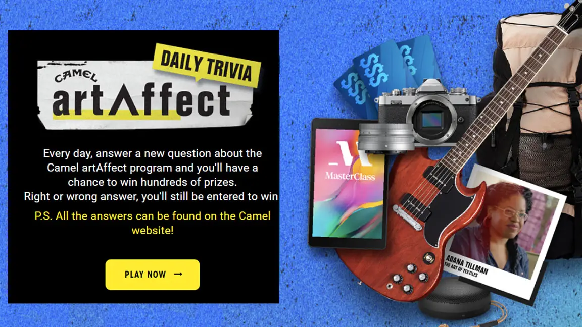 Camel artAffect Daily Trivia Instant Win Game