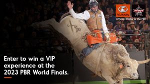 Enter for your chance to win a VIP Experience at the 2023 PBR World Finals on May 19th or 20th at the Dickies Arena in Fort Worth, Texas. Two winners nationwide will be selected to win: Two tickets to the event; Behind the scenes access; Round-trip transportation; Two-night hotel accommodations; and Prize pack featuring Kubota PBR branded merchandise