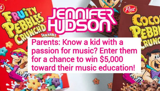 Enter for your chance to win $5,000 from Jennifer Hudson #JHUD and Fruit Pebbles. Does a kid in your life love to use music to express themselves and want to share it with the world? The Jennifer Hudson Show and PEBBLES™ CRUNCH’d cereal want to know!