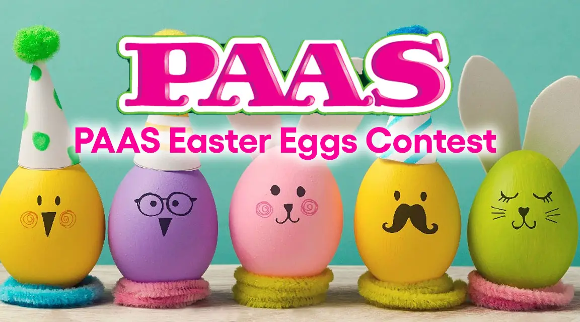 Cash out on your egg-citing Easter moment. Share your PAAS Easter Egg creations using #HitThePAASButton for a chance to win $1,000! You can submit up to five images of decorated Easter eggs via the PAAS Easter Eggs Hit the PAAS Button Contest webpage, or via Facebook or Instagram by posting a public photo using the hashtag #HitthePAASButton.