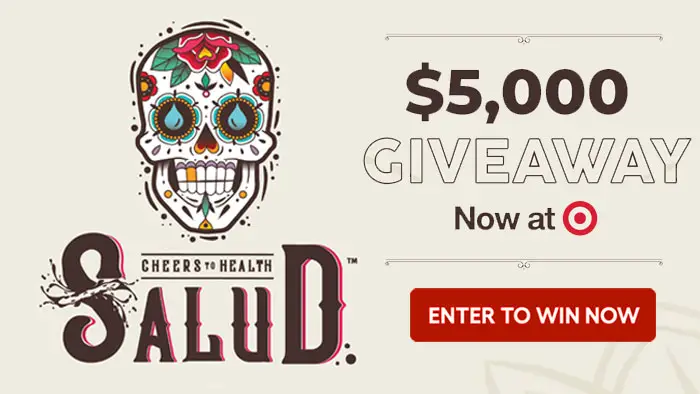 Enter for your chance to win $5,000 in cash in the Taste Salud Target Giveaway. Salud is now available in 570 Target stores nationwide and to celebrate they are giving you the chance to win $5,000 and a FREE ONE-YEAR SUPPLY of SALUD!