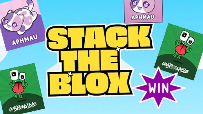Play the Stack the Blox Instant Win Game with over 4,000 prizes to be won instantly! Prizes include Aphmau MeeMeow Plushies, mini fridges, hoodies, earbuds and even trips to Vidcon this September in Baltimore, MD. 