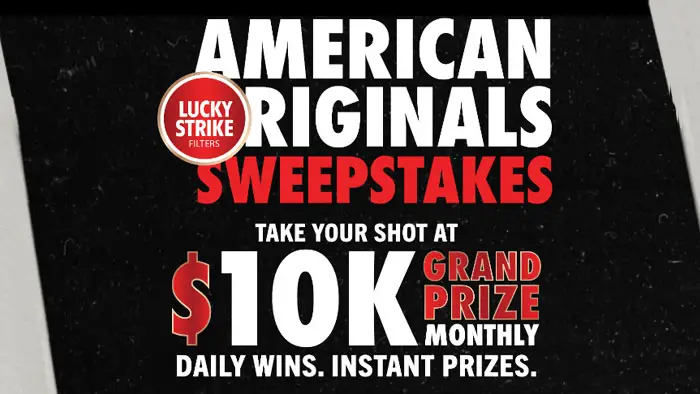 Lucky Strike American Originals Instant Win Game and Sweepstakes (3,368 Cash Prizes)
