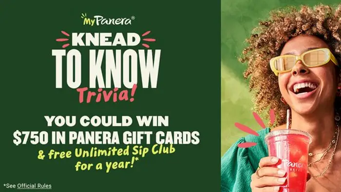 MyPanera Knead to Know Trivia Sweepstakes and Instant Win Game