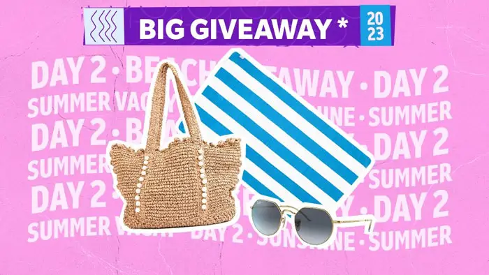 Follow @Rakuten and then head to the shore in style with today’s prize bundle: Jack sunglasses from Ray-Ban and tote and beach towel from Tuckernuck. Then check back tomorrow for more great prizes