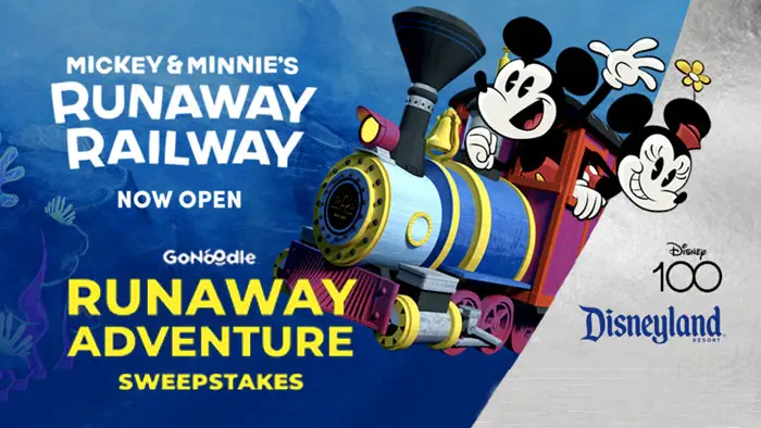 Enter the GoNoodle Runaway Adventure Sweepstakes daily for your chance to win a trip for four to Disneyland® Resort in Southern California. GoNoodle wants to send one lucky family on a dream vacation to experience Mickey & Minnie’s Runaway Railway attraction in Mickey’s Toontown at the Disneyland® Resort!
