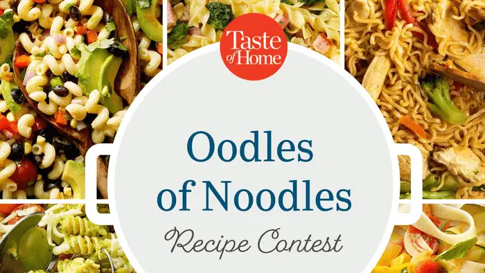 Enter for your chance to win some FREE cash for your best recipe! Enter Taste of Home’s Ooldes of Noodles Recipe Contest by June 30. Twirl your way to the top by submitting the best pasta and noodle dishes. Your Roman-inspired cacio e pepe ravioli could take first place. The authentic Chinese dan dan noodles you whip up on weeknights sound dang good, too. And don’t count out that nostalgic Midwestern pasta salad you ate at every church supper during childhood.