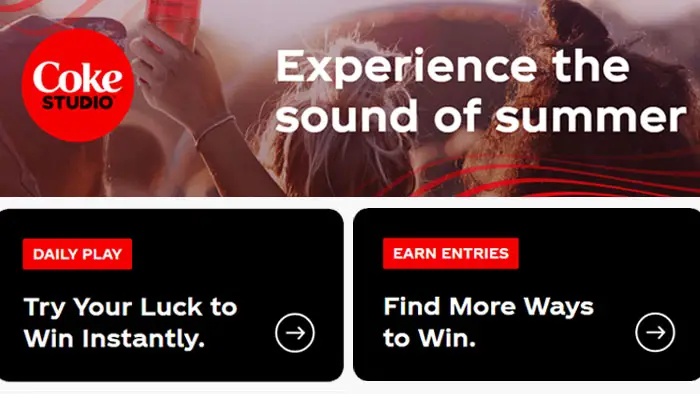 Play the new Coke Studio Instant Win Game daily through August 30th for a chance to win incredible prizes and access exclusive music from your favorite artists all summer long.