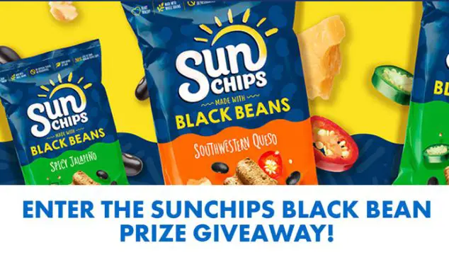 Enter for your chance to win one of thirty SunChips Black Bean prize pack. SunChips now made with real black beans paired with creamy Queso flavor and delicious zest of chipotle peppers. 