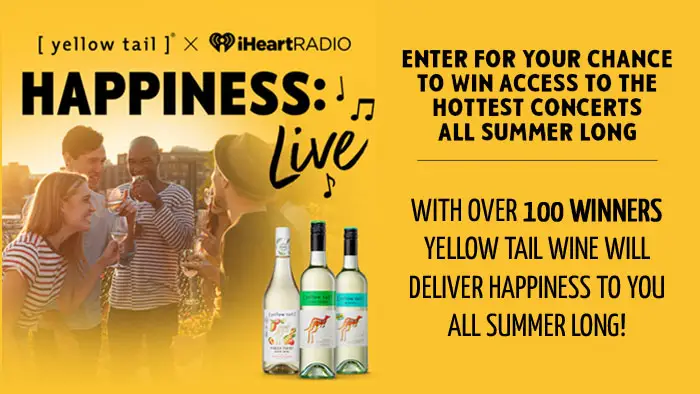 With over 100 winners, Yellow Tail and iHeart Radio will be delivering happiness to you all summer long!