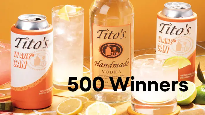 Enter for your chance to win one of 500 Tito’s x Brumate 3 in 1 Premium Can Coolers. The most versatile can-cooler in the world. Fits 16oz cans, comes with a freezable adapter for 12oz cans, and with one switch, turns into a 16oz pint glass.