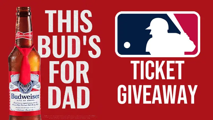 Enter for your chance to win tickets to an #MLB Father's Day Game from Budweiser. Enter for the chance to win two tickets to local games so you can to take your dad to an MLB game on Father’s Day.