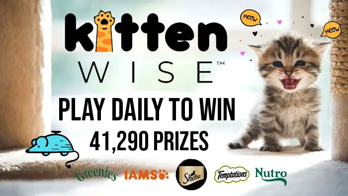 Play the DailyBreak's KittenWise Kit & Toy Instant Win Game daily for a chance to win either a KittenWise™ Sample Box or a TEMPTATIONS™ Playtime SNACKY MOUSE™ Toy.