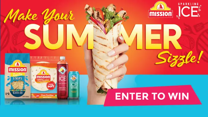 Enter for your chance to win prizes from Mission Foods and Sparkling Ice in the Sizzling Summer Sweepstakes! Prizes include a $1,000 Gift Card, $500 Gift Card, $250 Gift Card, Flying Saucer Games, 16oz Sunsplash Double Wall Tumblers and Color Stack Sunglasses
