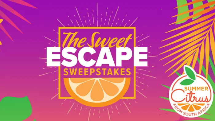 Enter the Summer Citrus from South Africa Sweet Escape Sweepstakes for a chance to win one of two $500 Visa gift cards to put towards a sweet escape of your own!