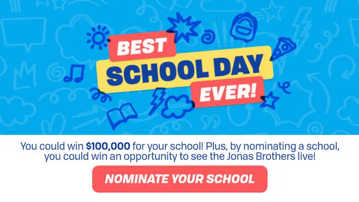 You could win $100,000 for your school from Children's Place! Plus, by nominating a school, you could win an opportunity to see the Jonas Brothers live! Children’s Place teamed up with Kevin, Nick & Joe Jonas on their mission to create the best school day ever. Take a look at all the fun!