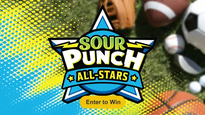 100 WINNERS will receive a Sour Punch All-Stars Prize Package - The official and very limited edition 2023 All-Star trading card set, baseball cap, water bottle, mini-basketball hoop, and more!