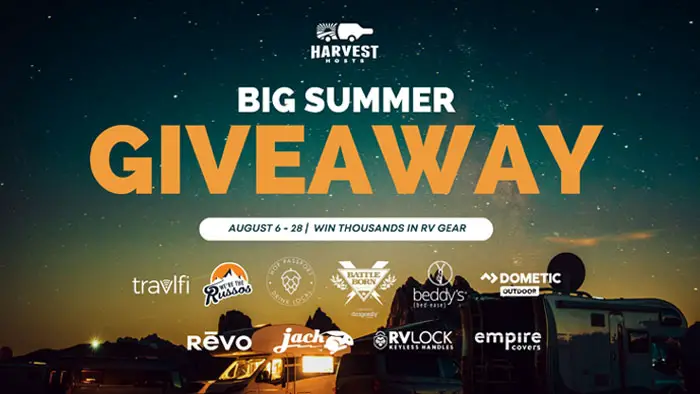 Harvest Hosts Summer BIG Giveaway - Comforts of Home RV Package