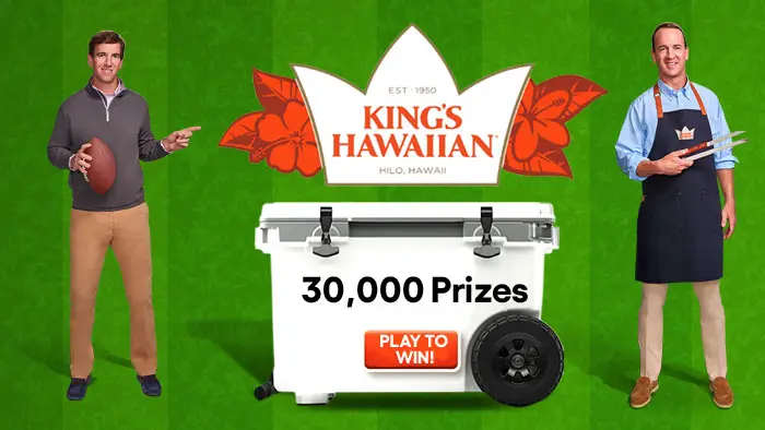 Over 30,000 prizes! The King's Hawaiian Manning Fall instant win game gives players the chance to win prizes. Enter for your chance to win Request a Free Game code to play the Instant Win Scratch-Off game. You can request one code per day.