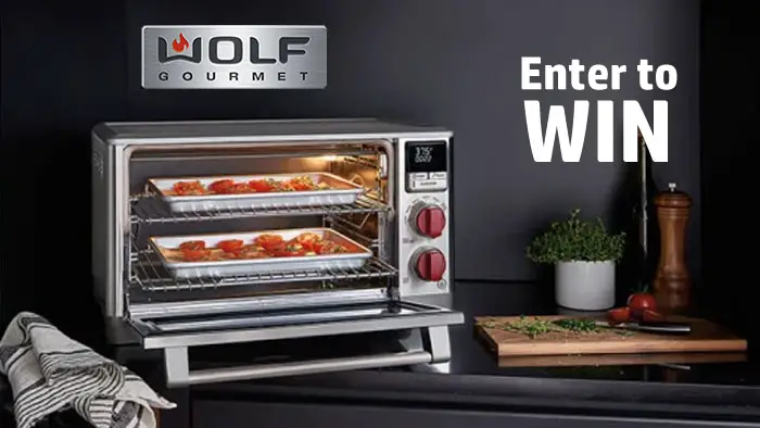 3 WINNERS! Enter for your chance to win a Wolf Gourmet Elite Countertop Oven with Convection valued at over $700! The Wolf Gourmet Elite Countertop Oven with Convection is a compact, energy-efficient oven that can bake, broil, roast, proof, toast, heat bagels, and warm food. It has five heating elements, intuitive controls, and advanced electronics. 