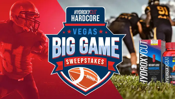 Enter the Hydroxycut Hardcore Vegas Big Game Sweepstakes now for a chance to win a four-day, three-night trip for two to Las Vegas, Nevada with airfare and accommodation, two tickets to the BIG GAME in Las Vegas on February 11, 2024, a product package featuring new Hydroxycut Hardcore innovations, plus $500 in spending cash. Don't miss out, sweepstakes ends January 22, 2024.