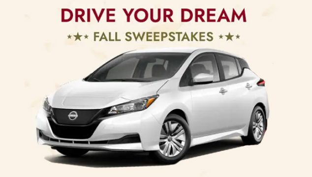Enter the Shop LC Drive Your Dream Fall Sweepstakes daily for your chance to win a 2023 Nissan Leaf S-EV, a donation of $2,500 in your name to the National Breast Cancer Foundation and a $500 Shop LC Credit! Plus everyday 2 winners will win a $100 Shop LC Credit