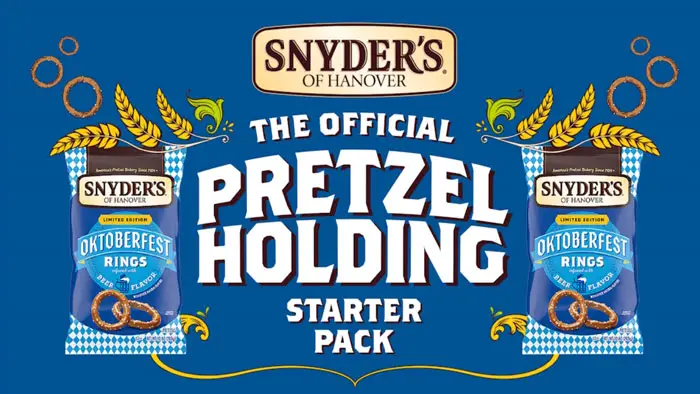 Enter for your chance to win a Snyder’s of Hanover Pretzelholding Starter Pack so you can challenge a friend, enemy, or random person and say "hold my pretzel!" Each prize pack includes ridiculously tall custom pretzel steins, ring robes, and three and of beer-falvored pretzel rings