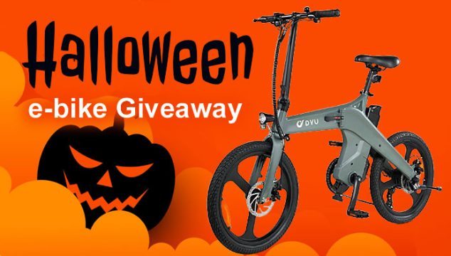 Enter the DYU Halloween #eBike Parade Sweepstakes for your chance to win a DYU e-Bike and accessories. The DYU T1 is a foldable electric bike that is equipped with a smart torque sensor that extends range and battery life. It also has a removable Lithium-ion battery for easy charging and an anti-theft device to protect the safety of the battery.
