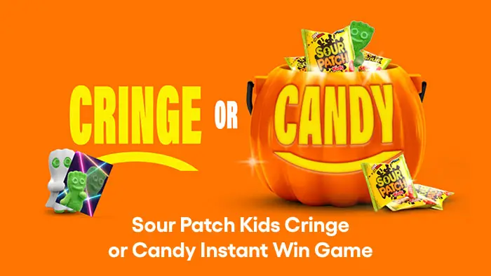 Play the Sour Patch Kids #CringeOrCandy game for your chance at sour shame or a sweet reward. Sign in every day you to earn another sweepstakes entry for the change to win a $5,000 grand prize check and more!