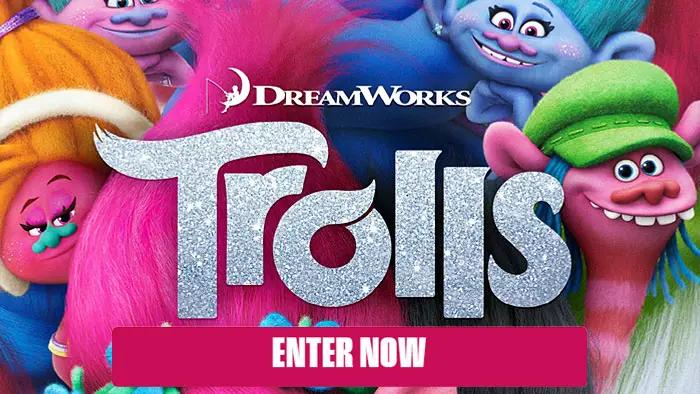 Enter for your chance to win a Hometown Screening of the DreamWorks Trolls Band Together movie for you and up to 150 of your closest friends + fifty winners will each win a Free movie ticket, ShineWater 16 oz. Limited-Edition Troll’s branded cans and box of Trolls Pouches