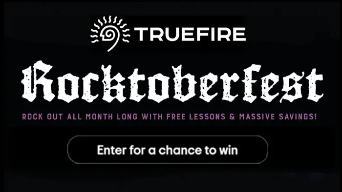 Celebrate TrueFire's Rocktoberfest promotion by entering this massive giveaway! It's quick, free, and easy to enter and you could Win MASSIVE prizes from BOSS and TrueFire!