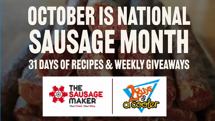 October is National Sausage Month. Join The Sausage Maker for 31 Days of Outstanding Sausage Recipes & Weekly Giveaways! That’s 31 days of easy-to-follow along videos that walk you through delicious sausage recipes; from Traditional Salami to Brisket Chipotle Sausage and everything in between.