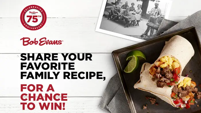 Bob Evans Farms 75th Anniversary Favorite Family Recipes Sweepstakes (75 Winners)