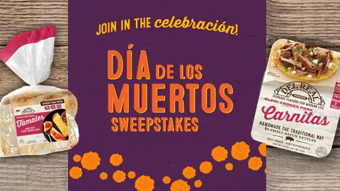 Enter for your chance to win one of three Del Real Foods prize packs in the Del Real Foods Día de los Muertos Sweepstakes. Del Real Foods missions is to delight people with traditionally-inspired, wholesome Mexican and Hispanic cuisine, that is ready to share and enjoy with friends and family.