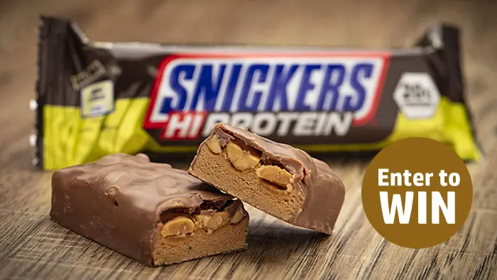 Enter for your chance to score a FREE box of SNICKERS Hi Protein Bars (while supplies last) and a chance for a training session with Joel McHale and his trainer. Way to show up for your tastebuds today. With all the work you put in, they’re definitely ready to experience the epic taste of SNICKERS Hi Protein Bars.