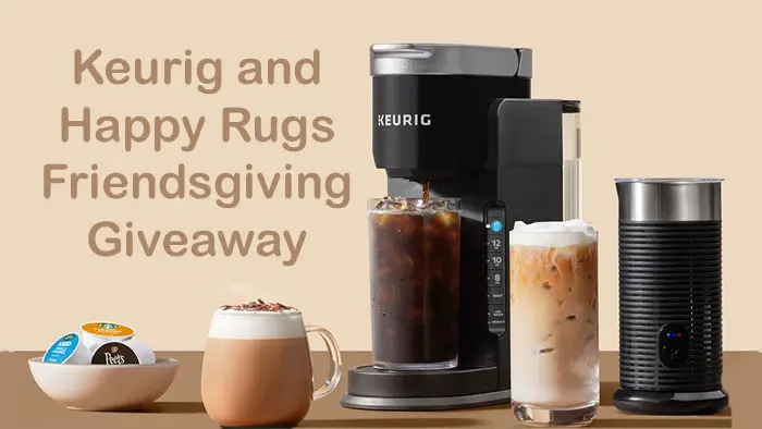 Enter for your chance to win a Keurig K-Café Barista Bar, a Happy Rugs Mug Rug Set, Green Mountain coffee, McCafe Mocha Frappe Pods and more in the Keurig x Happy Rugs Friendsgiving Giveaway