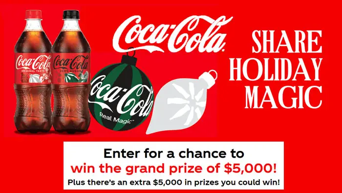 Enter the Coca-Cola and Sodexo Share Holiday Magic Sweepstakes daily for a chance to win the grand prize of $5,000! Plus there’s an extra $5,000 in prizes you could win! Register now then play the Share Holiday Magic game for a chance to win great prizes!