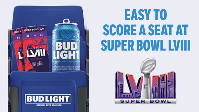Enter for your chance to win one of 25 trips for two valued at over $27,000 to Super Bowl LVIII scheduled to occur on February 11, 2024 in Las Vegas, Nevada. Or you could win one of 30 trips to one National Football Conference wild card game, or one  American Football Conference wild card game, one of 16 trips to one National Football Conference wild card game, or one American Football Conference wild card game, one of 4 trips to a NFC conference championship game, or the AFC conference championship game or one of 200 $100.00 Instacart digital gift card or one $100.00 Uber eats digital gift card