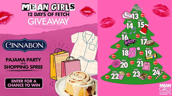 All I want for Christmas is Cinnabon, a pajama party, gift cards and a shopping spree. Enter the #MeanGirls Fooji Sweepstakes for a chance to win #12DaysOfFetch #meangirlsgiveaway