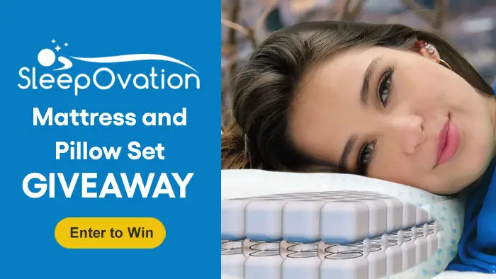 Enter for your chance to win SleepOvation 700 Tiny mattress or two SleepOvation AirShield Pillow from FamousPT. The SleepOvation "tiny mattress" technology cradles every inch of the sleeper's body to provide the perfect balance between comfort and spinal support for back pain. The SleepOvation AirShield is a life-changing pillow with HEPA filtered air, providing cooling comfort & protection from allergens, viruses, and airborne hazards.