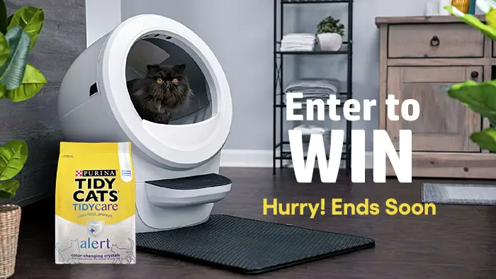 Enter the Whisker x Tidy Cats Giveaway  for your chance to win a Litter-Robot 4® and a year's supply of Tidy Care Comfort® litter. Elegantly designed to maximize comfort for cats of all sizes, Litter-Robot 4 features advanced litter-sifting technology, reduced litter tracking, and real-time. Purina Tidy Cats Tidy Care Comfort Scented Clumping Cat Litter Odor Control Low Dust Formula is a clumping cat litter that is designed to be cat-preferred.