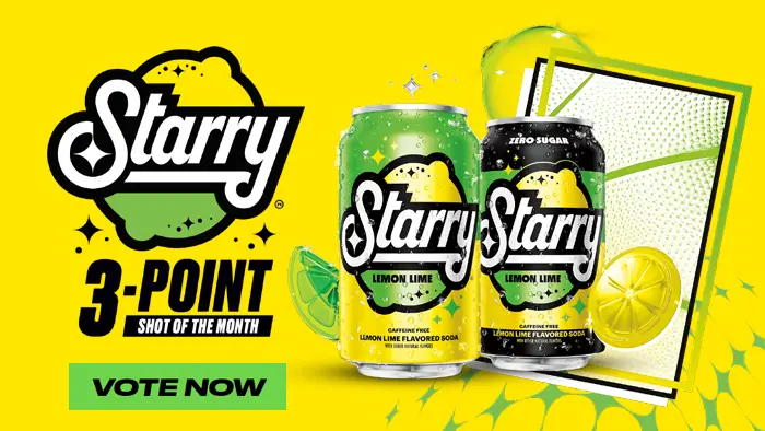 Vote for your favorite Starry® 3-Point Shot of the Month and enter for a chance to win NBA Prizes including gift cards, signed merch or even the grand prize, a trip for two to the NBA Finals!!