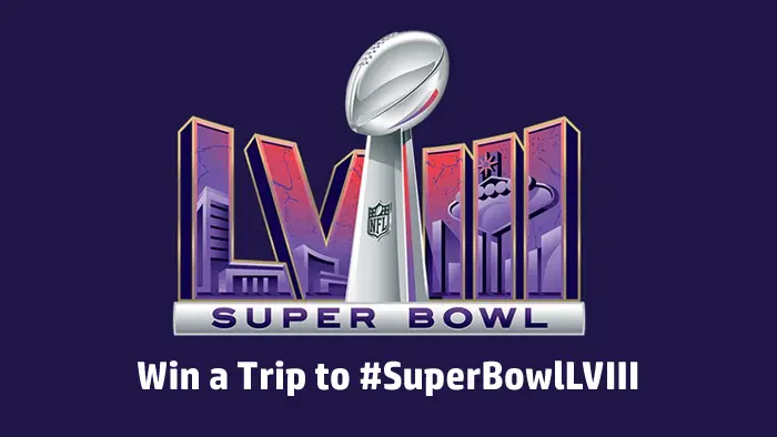Enter for your chance to win a trip for two to #SuperBowlLVIII scheduled to take place on February 11, 2024 in Paradise, Nevada. @tostitos is the official chip & dip of the NFL, is giving one lucky fan a chance to win a front-row seat at their pop-up dining experience #TostbyTostitos, have your meal served by Kirk Cousins, and get tickets to the big game!