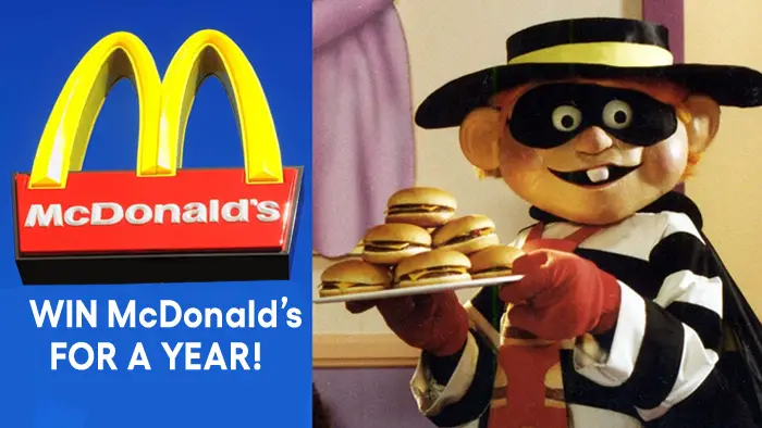 Enter for your chance to win McDonald's for a Year! Hamburglar is stepping up his burger-stealing game – this time, with a new trick up his black-and-white striped sleeve. Introducing the Burgercuda, Hamburglar's never-before-seen getaway car. With the help of the custom 1970 Plymouth Barracuda, he's making his way coast-to-coast in an attempt at the ultimate burger-stealing heist.  
