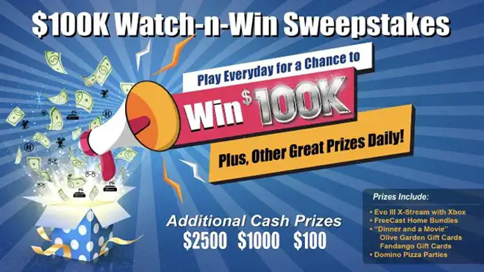 FreeCast Watch-n-Win Sweepstakes (Daily, Weekly, Monthly Winners)