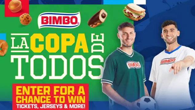 Enter the Bimbo La Copa de Todos Sweepstakes for your chance to win a trip for two to a soccer tournament. Play the Instant Win Game by finding the flag where Osito is hiding for a chance to win Bimbo® prizes, including Bimbo® product coupons, soccer balls, tote bags, and Osito Bimbo® Teddy Bears!