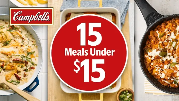 Enter Campbell’s "15 Under $15" giveaway for a chance to win a $200 Instacart gift card that pays for your groceries to cook with Campbell’s® at home. What’s more, Campbell’s is not just giving away one gift card, they are giving away five. Enter now and start cooking with Campbell’s today! 