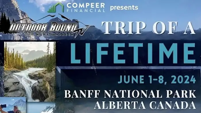 Enter the Outdoor Bound TV Trip of a Lifetime Sweepstakes  for your chance to win lodging for 2 people for an entire week in a mountain cabin in Alberta, Canada, with guided tours of Banff and Jasper National Parks, guided hiking excursions, and airfare included. Trip dates are set for June 1-8th, 2024.