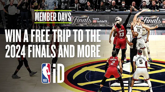 Enter the NBA ID Member Days Sweepstakes daily for your chance to win three trips - one to the NBA Finals 2024 presented by YouTube TV, one to the NBA Draft 2024 presented by State Farm and one to the 2024 NBA2K Summer League
